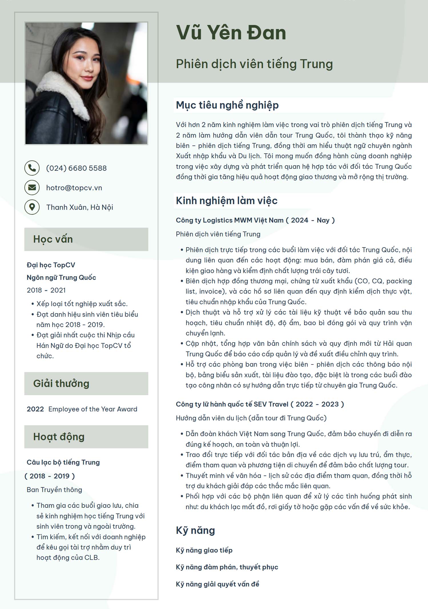 mau cv phien dich tieng trung