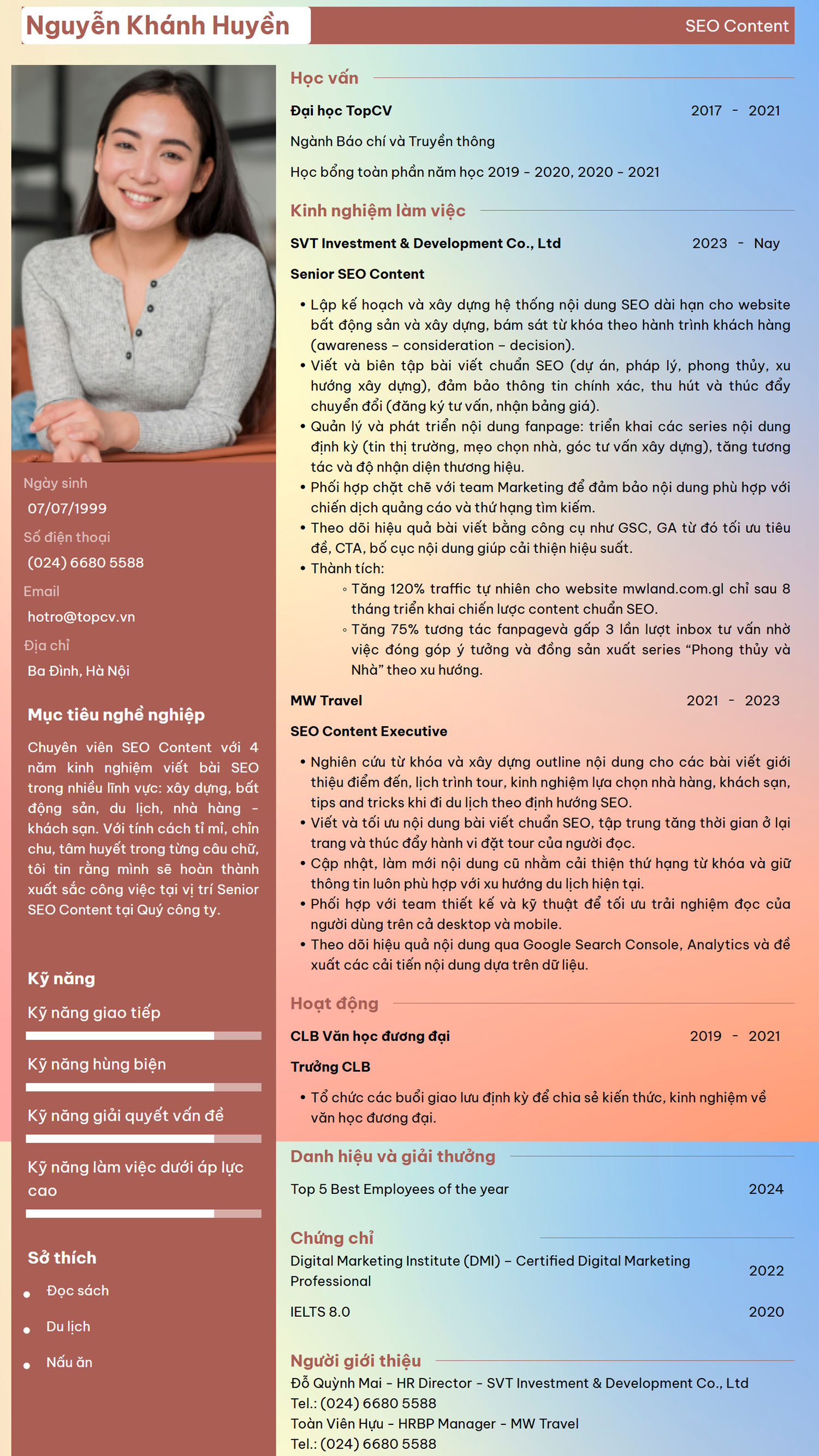 mẫu cv seo content