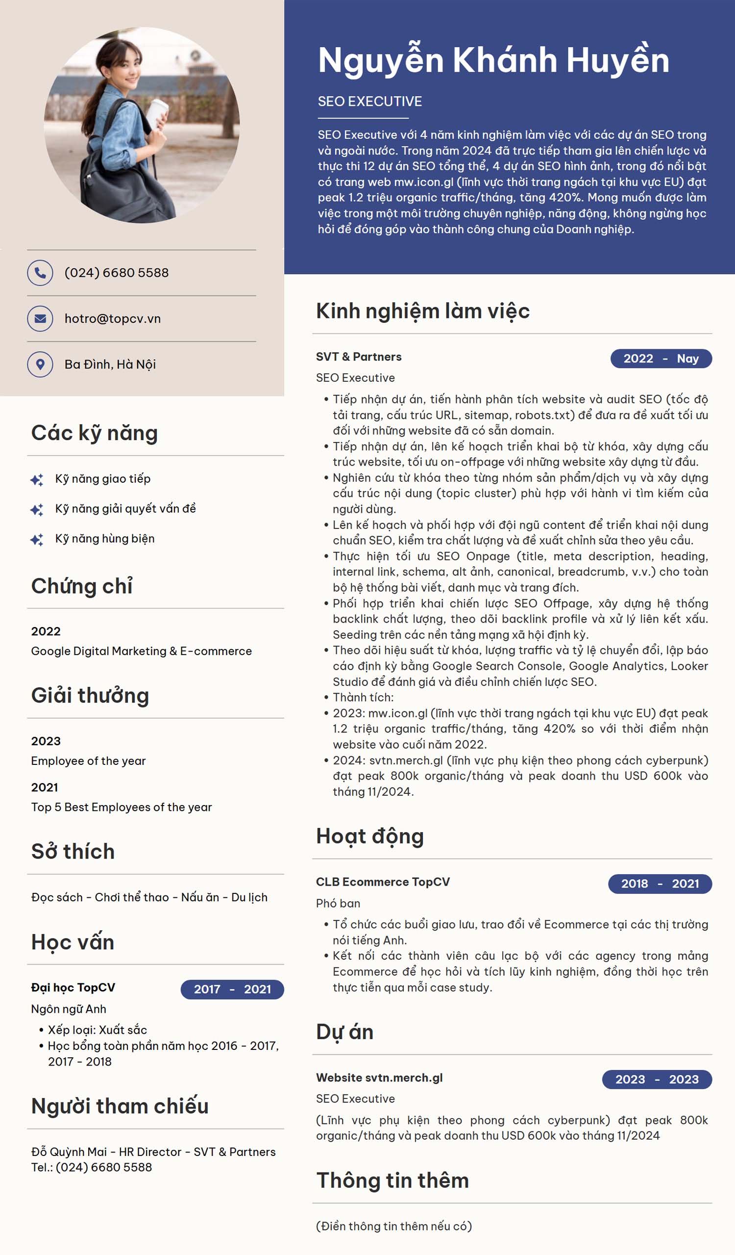 mau cv seo executive