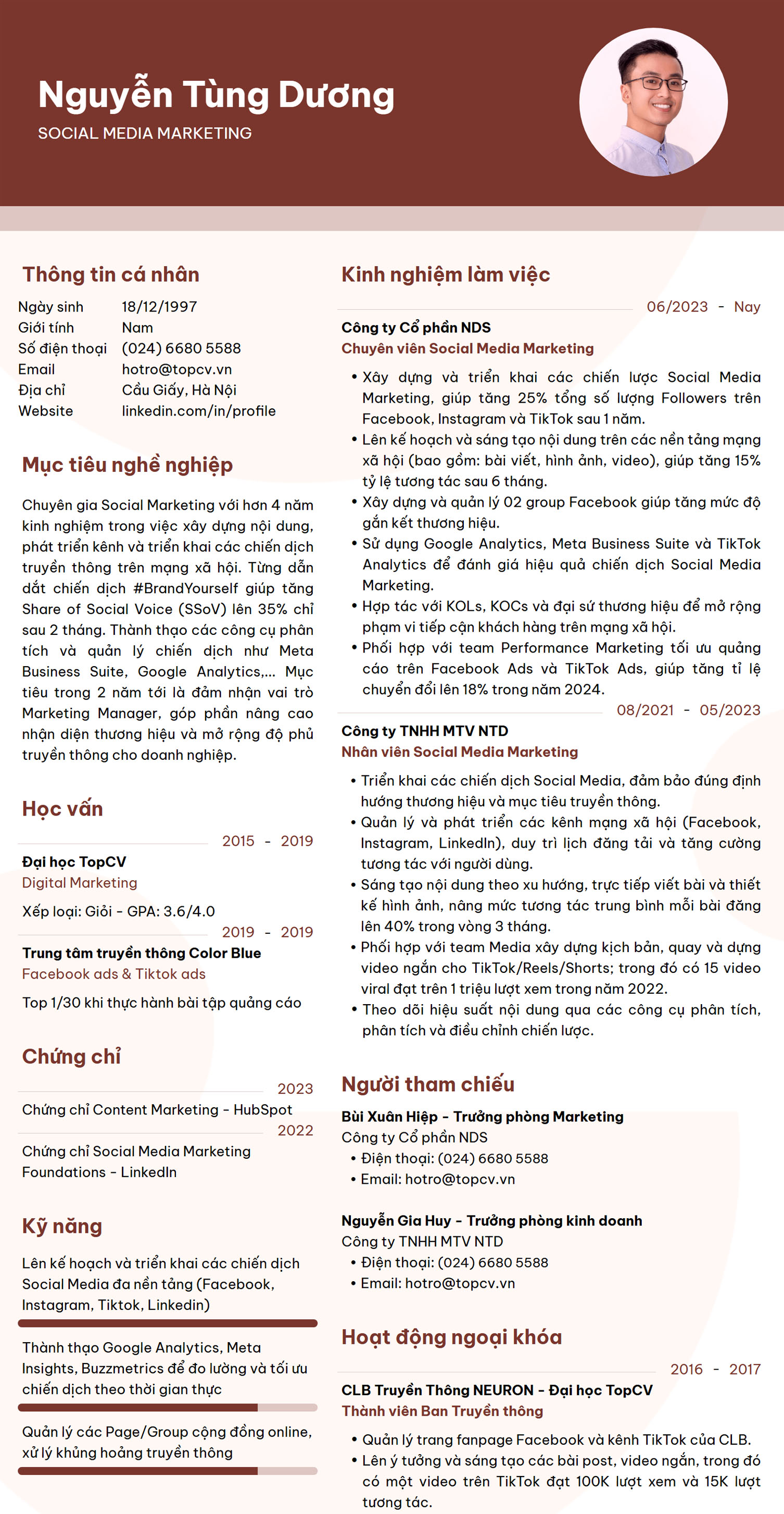Tham khảo mẫu CV Social Media