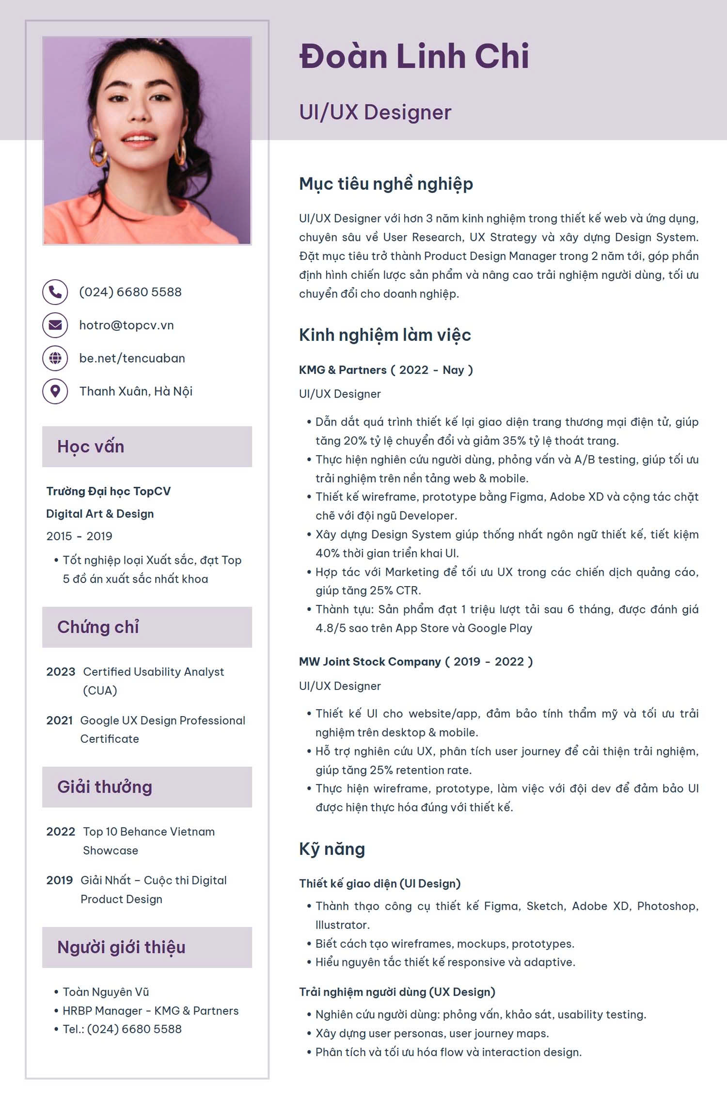Mẫu CV Thanh Nhã
