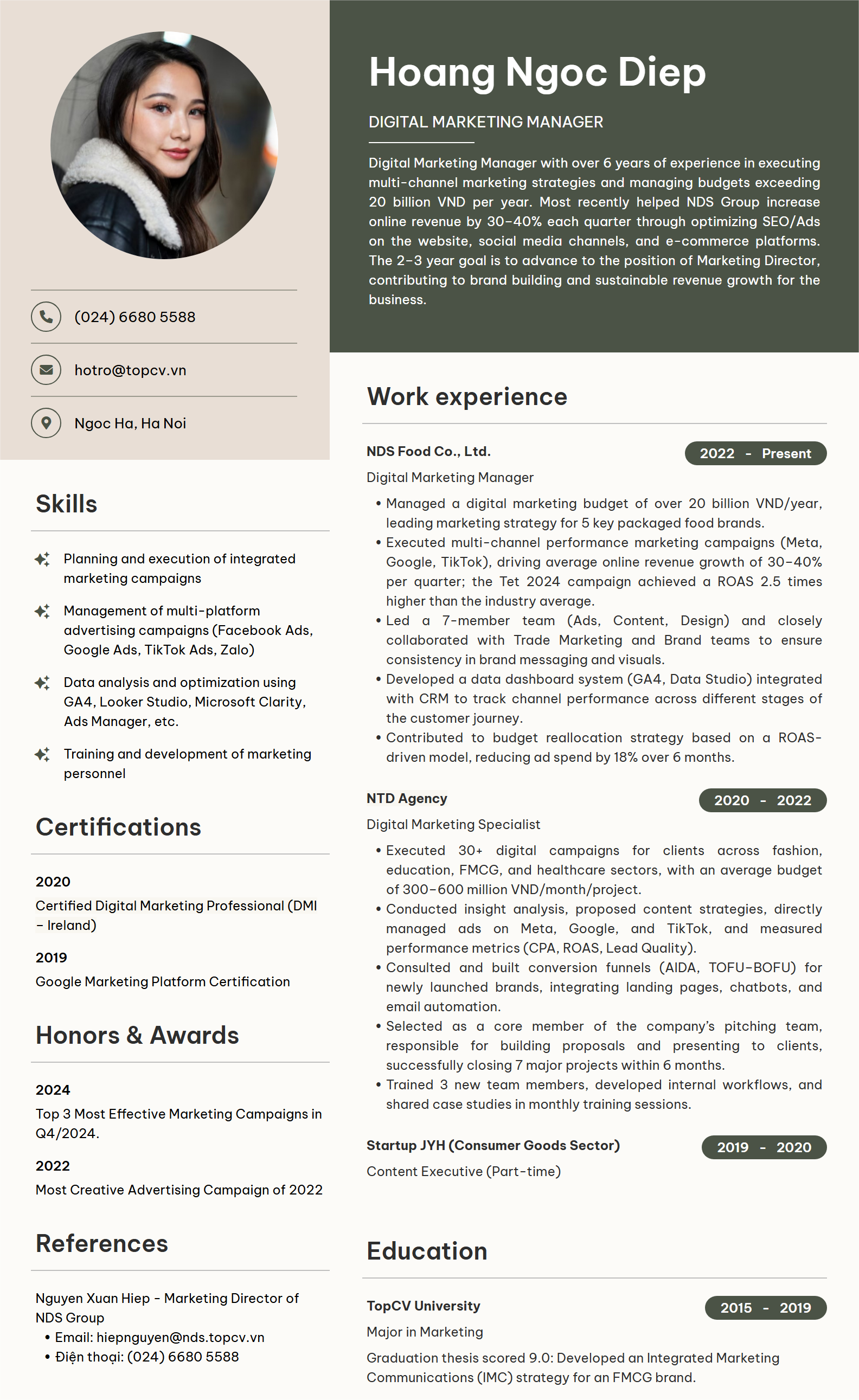 CV Digital Marketing Manager