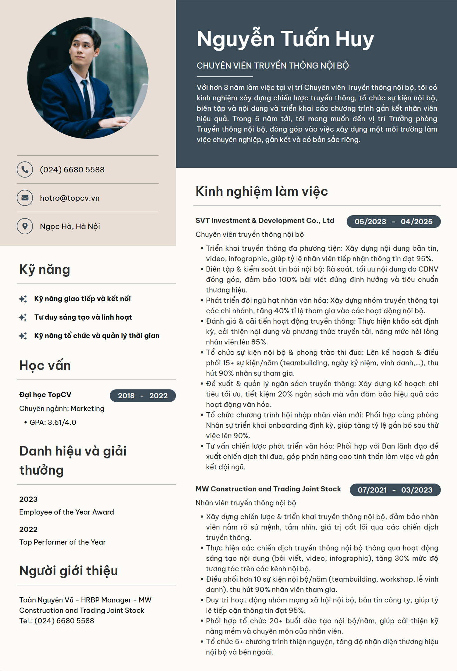 Tham khảo mẫu CV Truyền thông nội bộ chuyên nghiệp