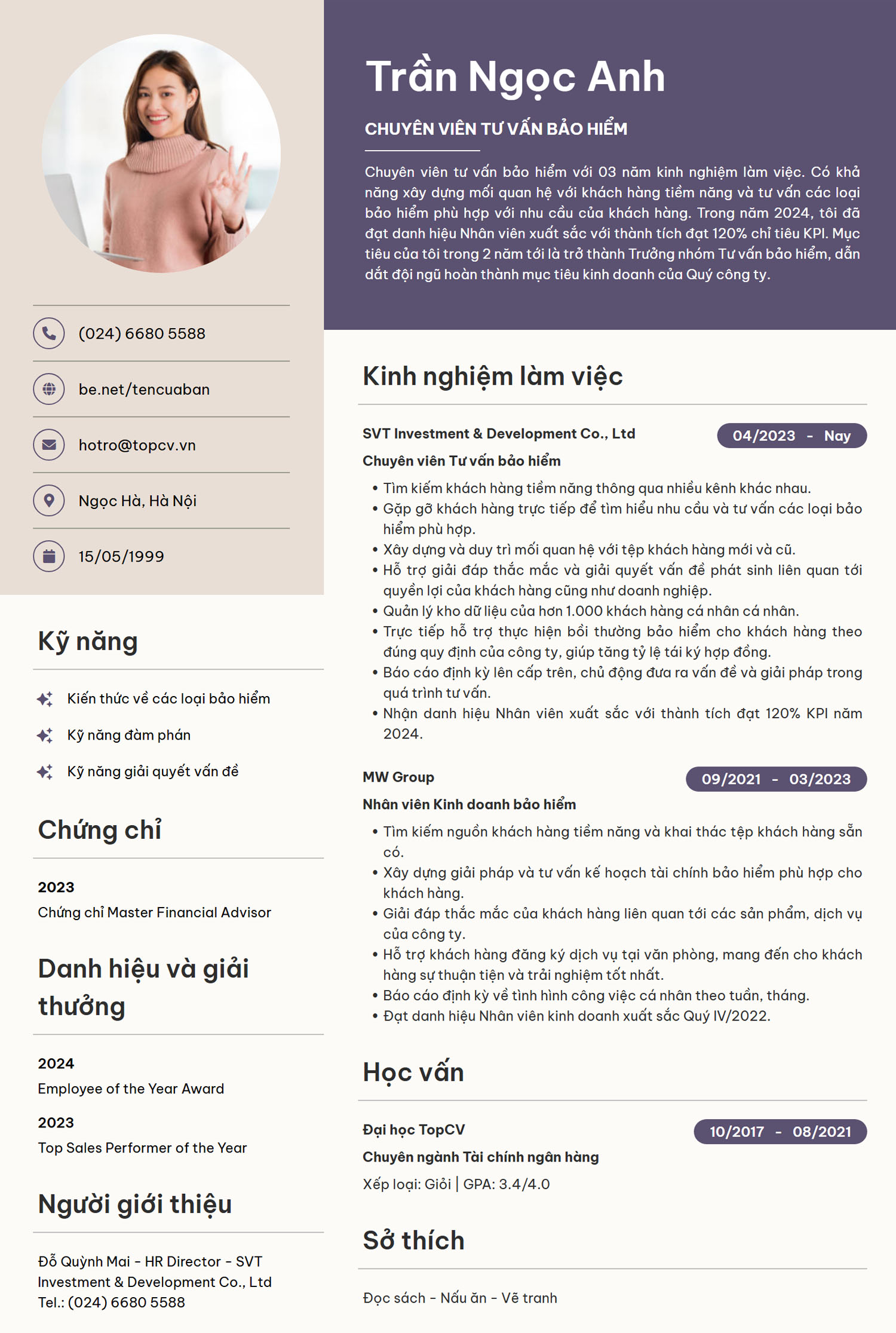 cv tu van bao hiem