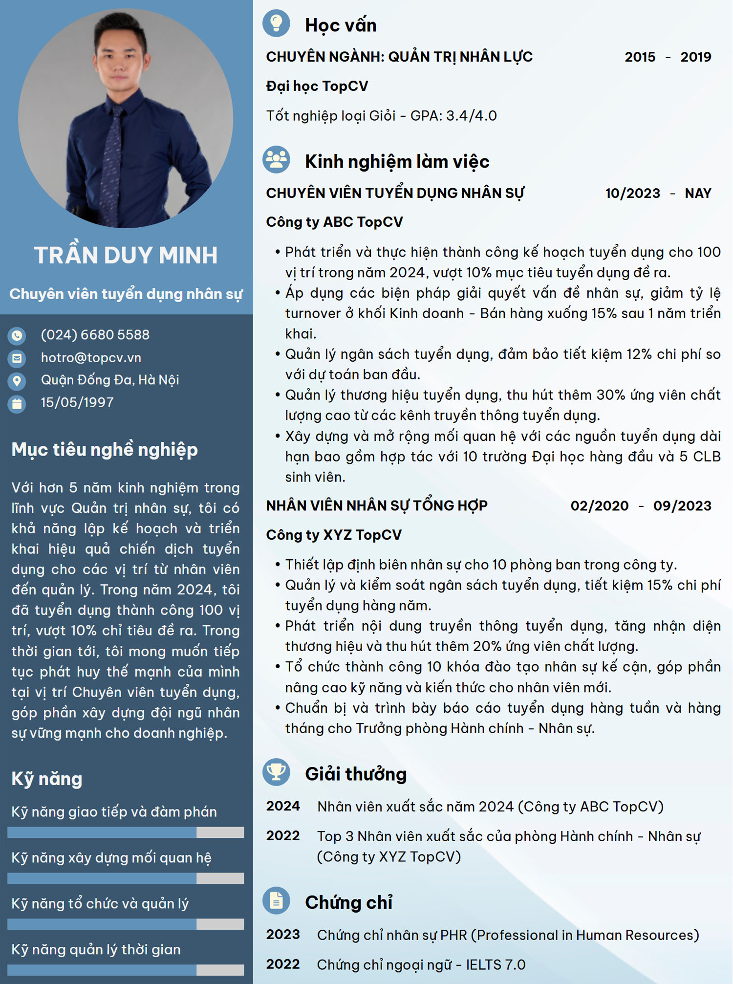 Tham khảo mẫu CV Tuyển dụng nhân sự