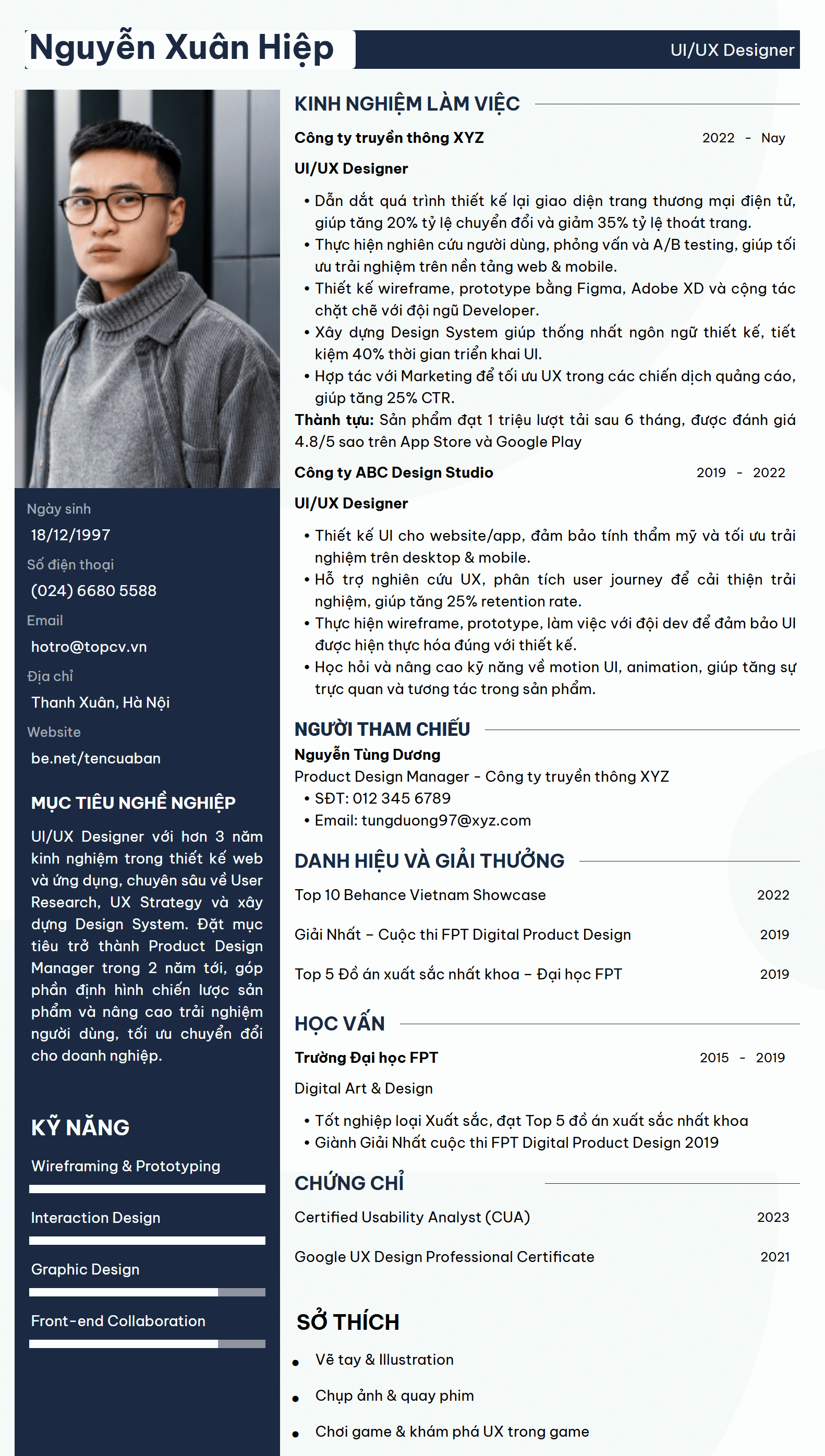 Mẫu CV UI/UX Designer
