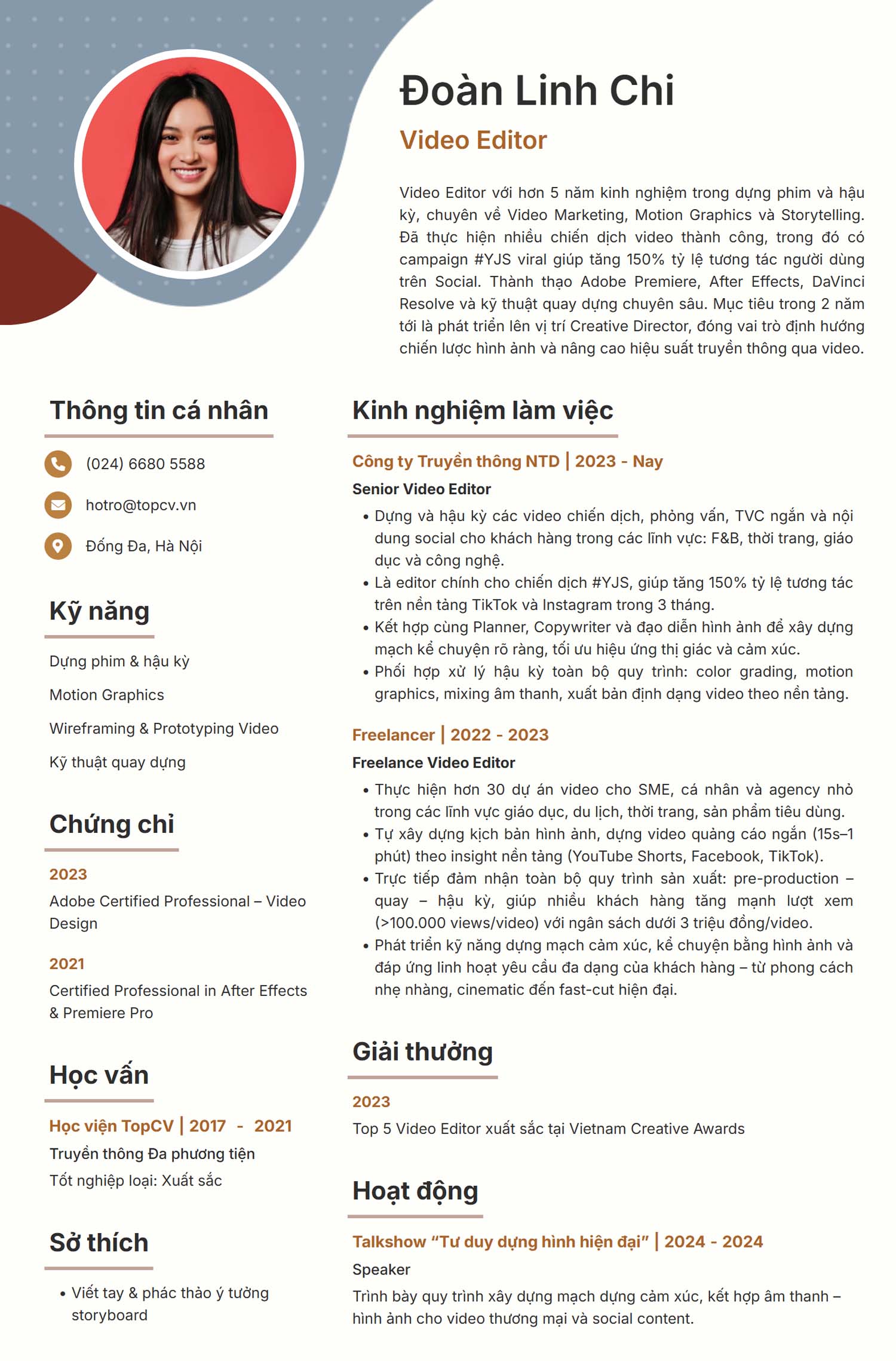 Mẫu CV Video Editor 