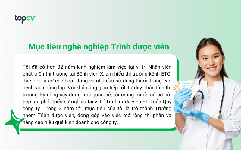Mục tiêu nghề nghiệp Trình dược viên ETC có kinh nghiệm 3 - 5 năm