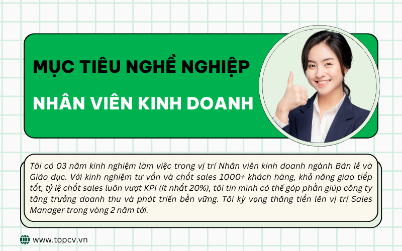 Ví dụ về phần Mục tiêu nghề nghiệp trong CV nhân viên kinh doanh