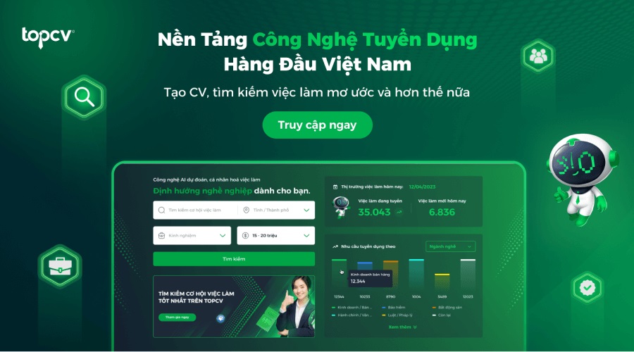 TopCV được biết đến là nền tảng công nghệ tuyển dụng hàng đầu Việt Nam hiện nay