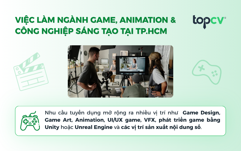 Việc làm ngành Game, Animation và Công nghiệp sáng tạo tại TP.HCM