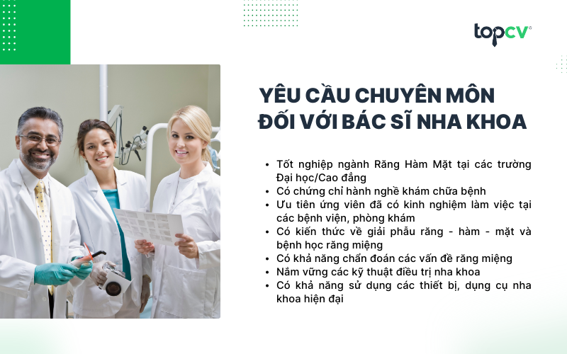 Yêu cầu chuyên môn đối với Nha sĩ