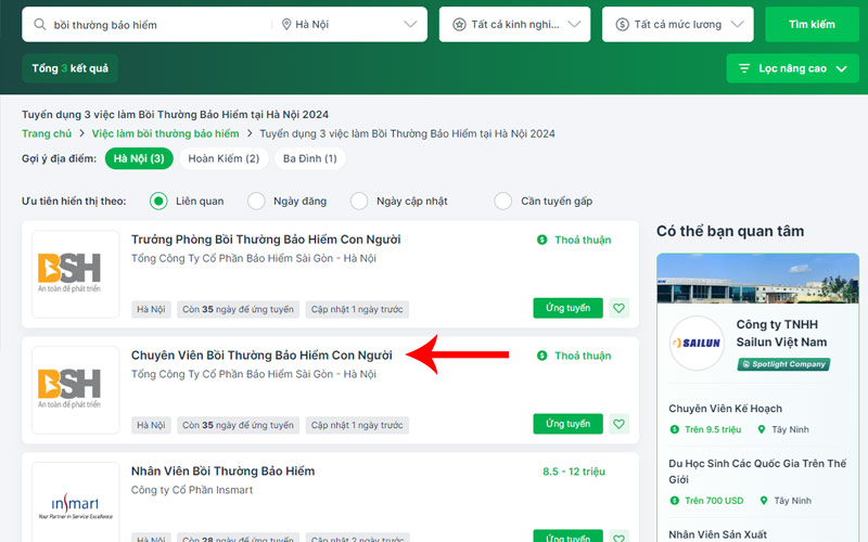 Chọn tin tuyển dụng mà bạn quan tâm