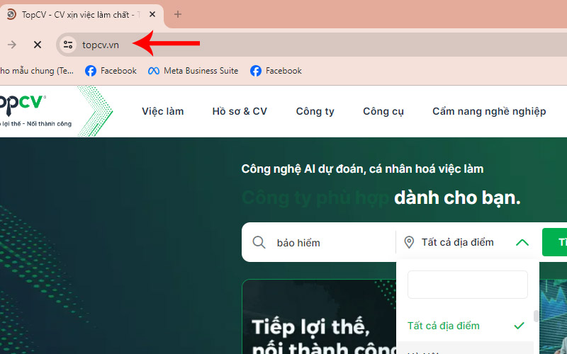 Truy cập vào TopCV.vn
