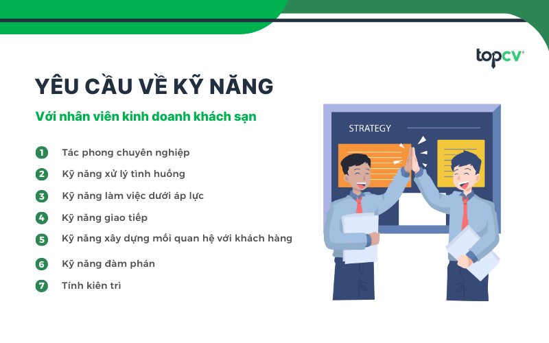 Yêu cầu về kỹ năng đối với Nhân viên kinh doanh khách sạn