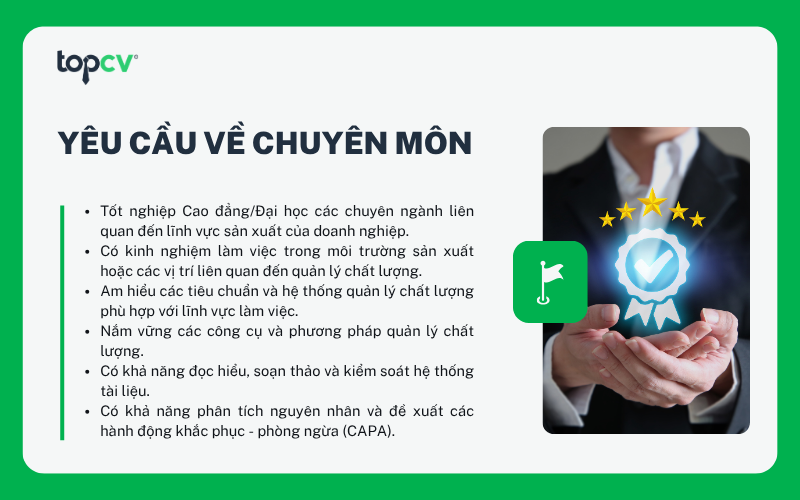 Yêu cầu về chuyên môn đối với Nhân viên QA