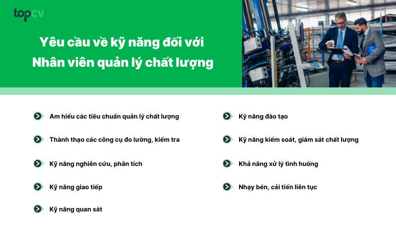 Yêu cầu về kỹ năng đối với Nhân viên quản lý chất lượng