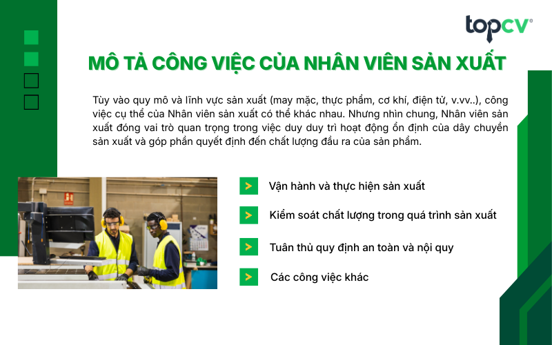 Mô tả công việc của Nhân viên sản xuất