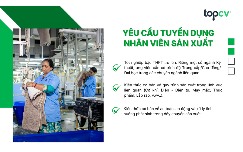 Yêu cầu tuyển dụng Nhân viên sản xuất