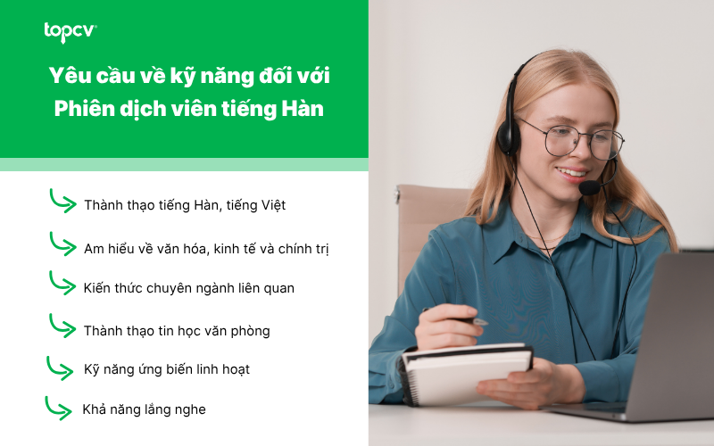 Yêu cầu về kỹ năng đối với vị trí Phiên dịch viên tiếng Hàn