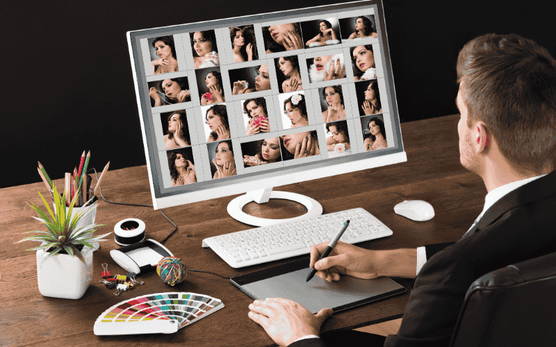Nhân viên chỉnh sửa ảnh sử dụng các phần mềm chuyên dụng