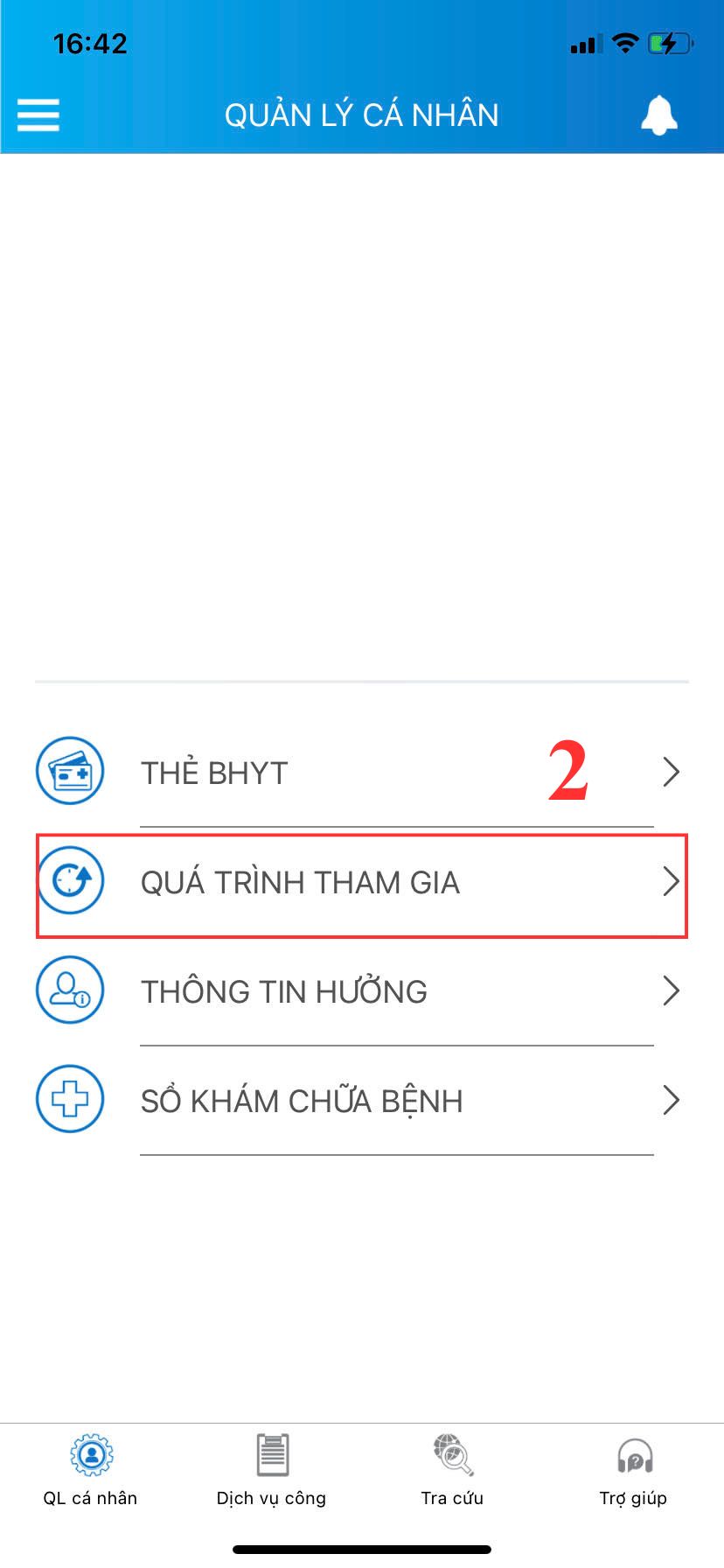 Bước hai tra cứu quá trình tham gia BHXH trên VssID