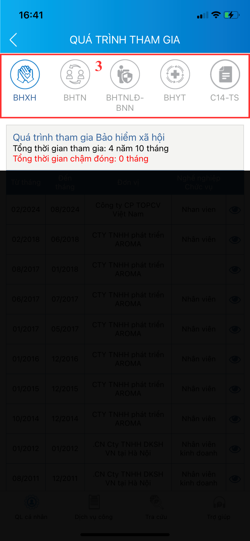 Bước ba để tra cứu quá trình tham gia BHXH trên VssID