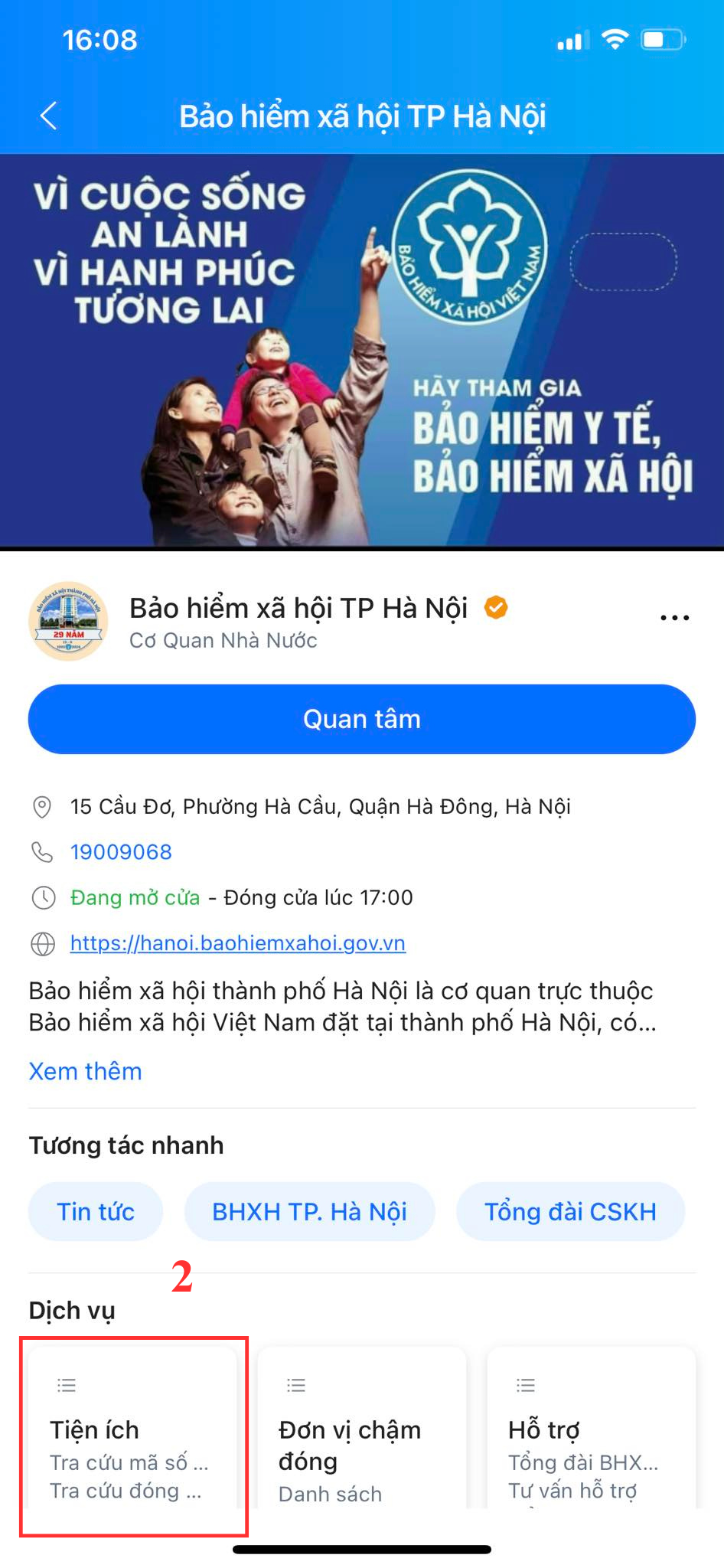 Bước hai để tra cứu Bảo hiểm xã hội thông qua ứng dụng Zalo