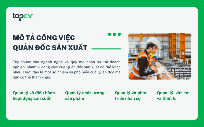 Mô tả công việc của Quản đốc sản xuất