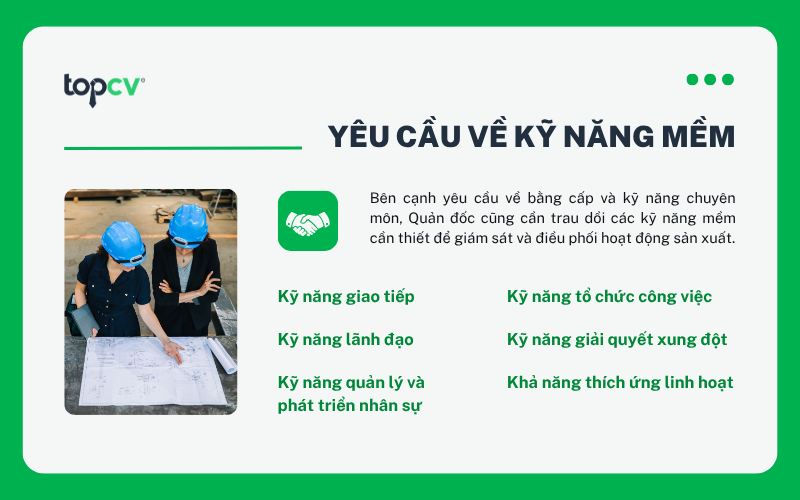 Yêu cầu về kỹ năng mềm đối với Quản đốc