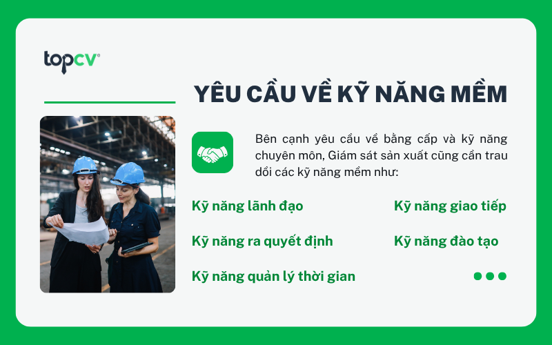 Yêu cầu về kỹ năng mềm đối với Giám sát sản xuất