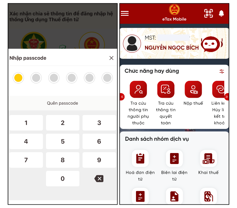 Nhập passcode để hoàn tất đăng nhập