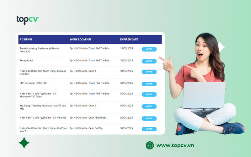 Ứng viên có thể apply công việc trên website chính thức của ILA