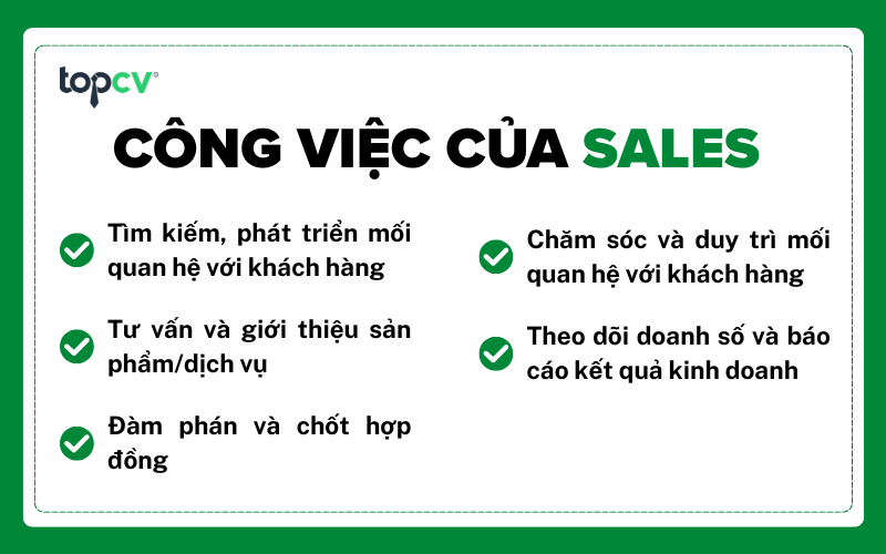 Mô tả công việc nhân viên Sales/Nhân viên kinh doanh