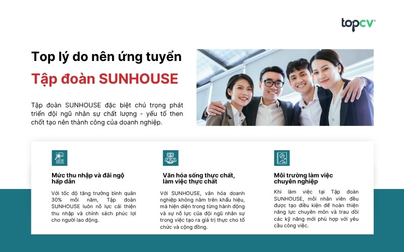 Top lý do nên ứng tuyển Tập đoàn SUNHOUSE