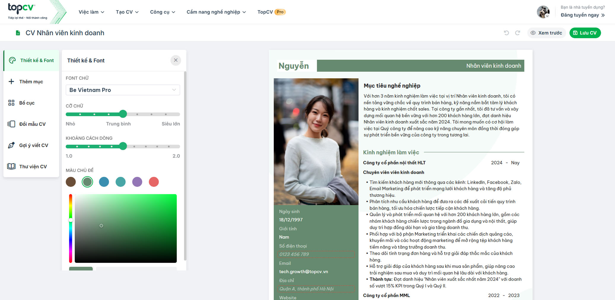 tao cv online mien phi