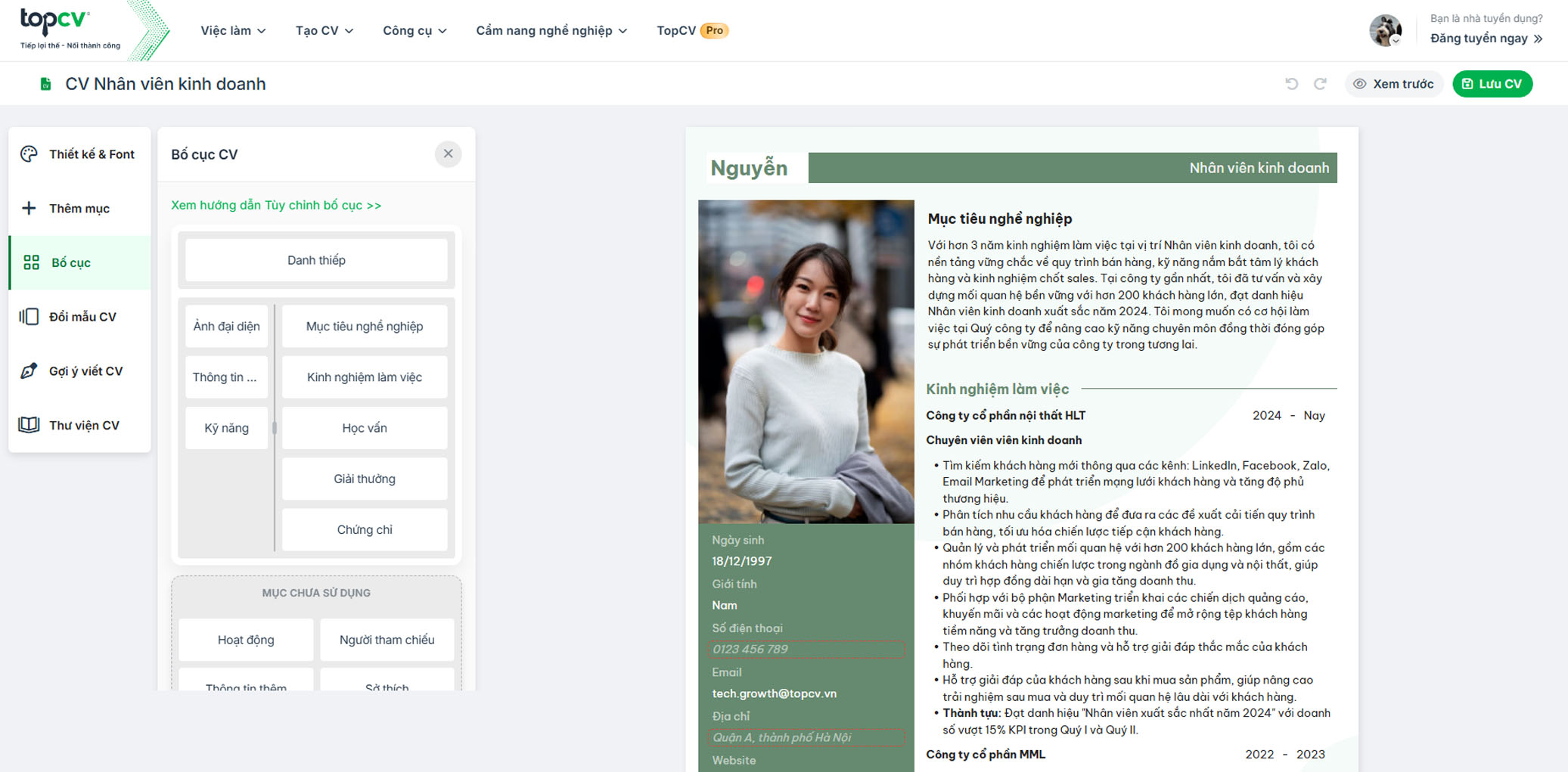tao cv online mien phi
