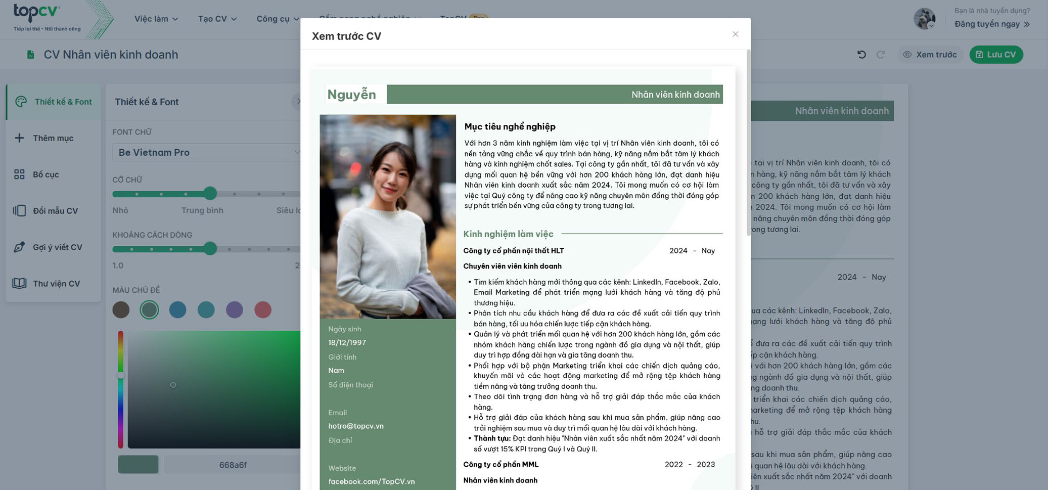 tao cv online mien phi
