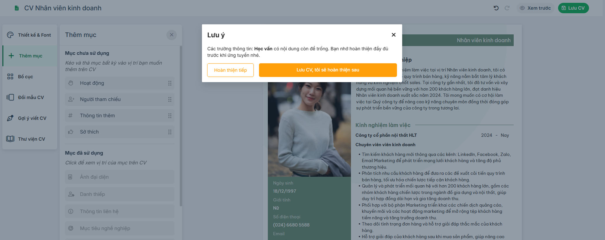 tao cv online don gian mien phi