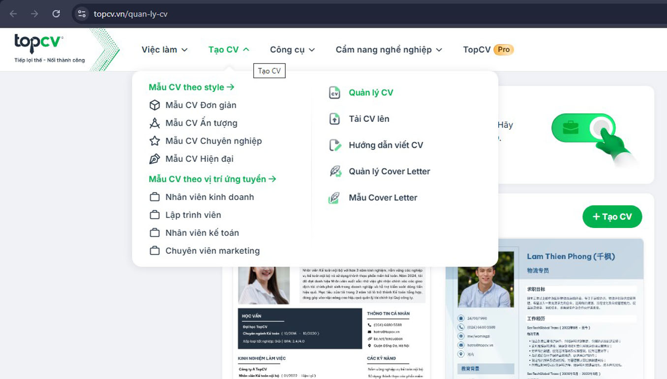 tao cv online don gian mien phi