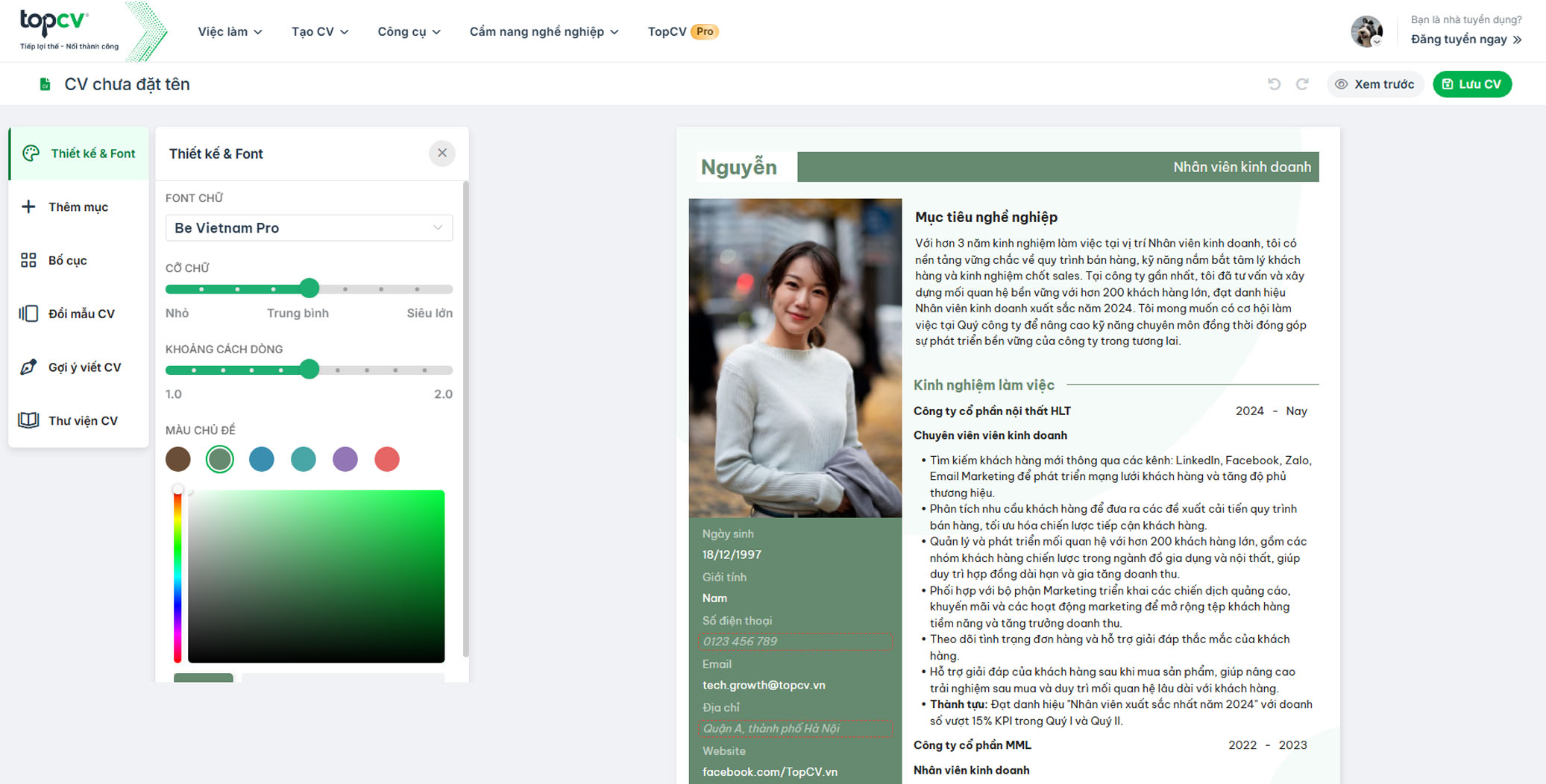 tao cv online mien phi