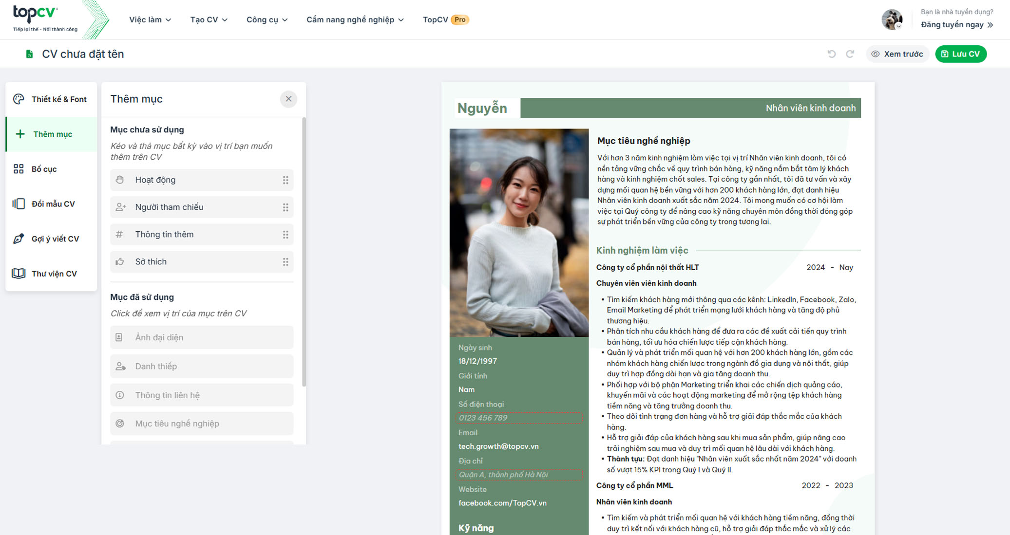 tao cv online mien phi