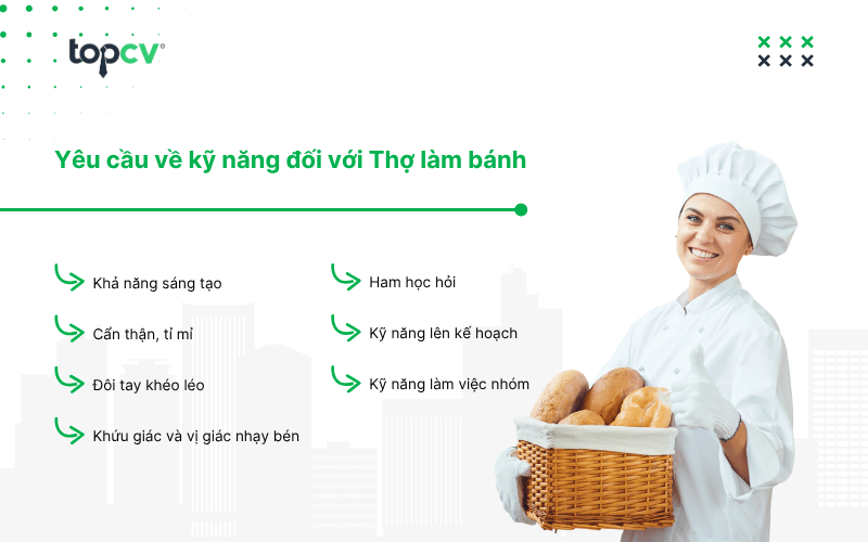 Yêu cầu về kỹ năng đối với Thợ làm bánh