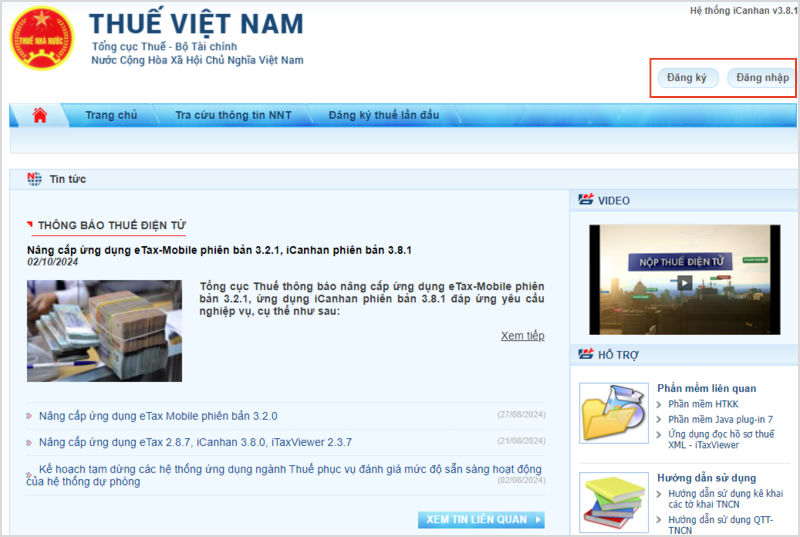 Truy cập vào website Thuế điện tử của Tổng cục Thuế