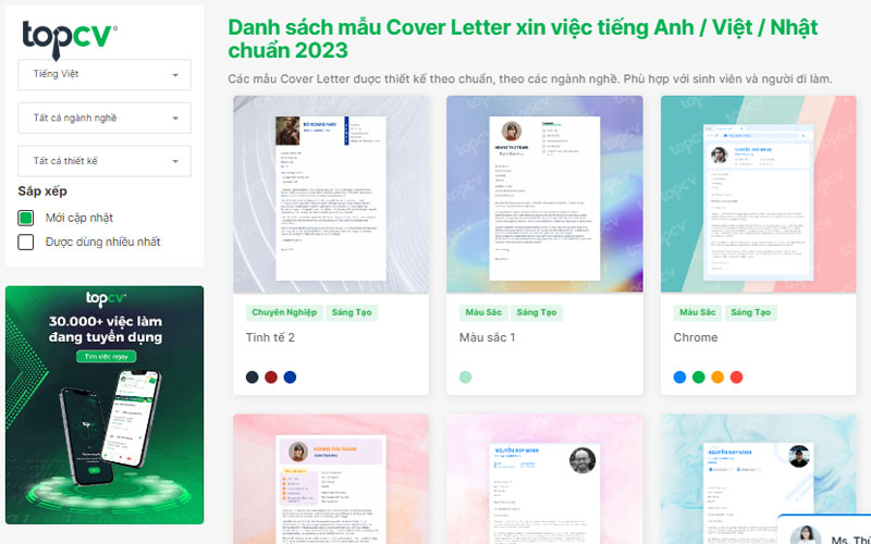 Tận dụng công cụ tạo mẫu Cover Letter của TopCV để tiết kiệm thời gian chuẩn bị hồ sơ xin việc