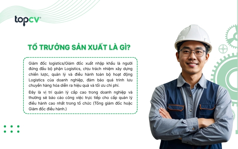 Tổ trưởng sản xuất là vị trí quản lý cấp trung, giữ vai trò quan trọng trong việc điều hành và giám sát hoạt động của dây chuyền sản xuất