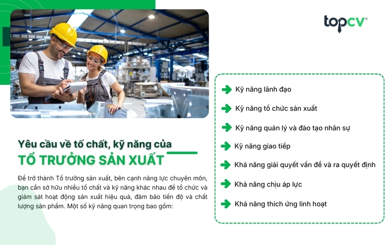 Yêu cầu về tố chất, kỹ năng của Tổ trưởng sản xuất