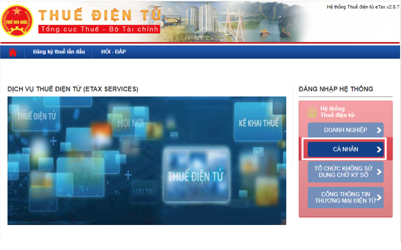 Chọn “Cá nhân” ở phía bên phải của trang
