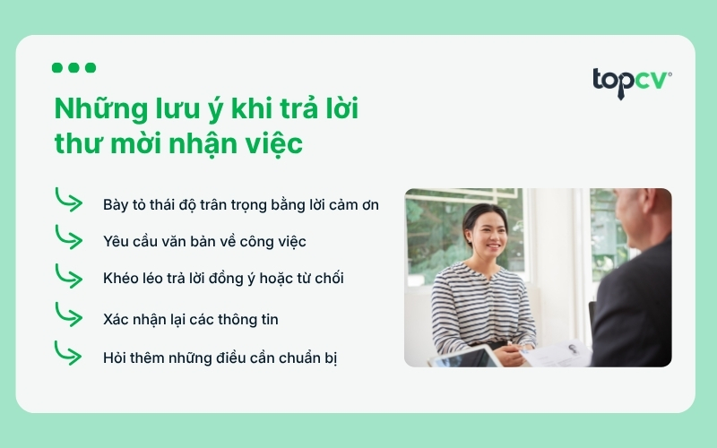 Những lưu ý khi trả lời thư mời nhận việc