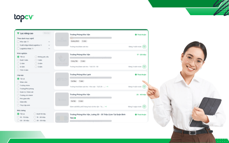 Tìm việc làm Trưởng phòng kho vận trên TopCV
